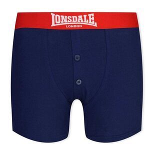 Lonsdale Boys Boxer Shorts (Pack of 2) / Navy/Bright Red